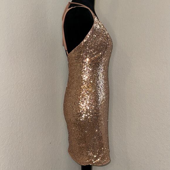 HELLO MOLLY Glitter Gypsy Dress Bronze Women's Small (4) Cocktail Homecoming - Picture 2 of 10